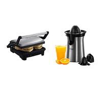 Russell Hobbs Griglia Elettrica, Tostapane, Scalda Panini Grill 3in1, 1800 W, Piastre antiaderenti & Spremiagrumi Elettrico, Bicchiere Grande e Piccolo, Rotazione bidirezionale