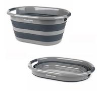 Russell Hobbs LA053879GRYEU cesto della biancheria in plastica con Maniglie di facile presa, 27L cestello di lavaggio, Design durevole e pieghevole, risparmio di spazio e facile da pulire, nero/grigio