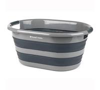 Russell Hobbs LA053879GRYEU cesto della biancheria in plastica con Maniglie di facile presa, 27L cestello di lavaggio, Design durevole e pieghevole, risparmio di spazio e facile da pulire, nero/grigio