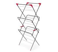 Russell Hobbs LA073785EU 3-Tier appendiabiti rack di asciugatura, ripiegamento,15 metri di spazio di asciugatura, quattro ali laterali ideali per appendiabiti, rosso/nero, 64 x 45 x 138 cm