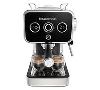 Russell Hobbs Macchina Caffè Espresso Nero - Con Portafiltro - Acciaio Inox; Pressione 15 bar; Inserto 1-2 tazze; Cialde ESE; Dosaggio Automatico Regolabile, Erogatore Vapore, Distinction 26450-56