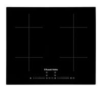 Russell Hobbs, Nero, piano cottura a induzione da 60 cm con ponte Dual Flex, controllo touch multi-slider, timer 99 minuti, impostazioni di alimentazione a 9 stadi, funzione Boost, sensore Pan