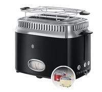 Russell Hobbs Retro Collection Tostapane, 1300 W, Acciaio Inossidabile, 2 Scomparti, Nero