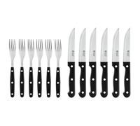 Russell Hobbs RH000431- Set Di Forchette E Coltelli Per Bistecca, 12 Pezzi, Set Di Coltelli Per Bistecca Da 6, Coltelli Per Carne E Bistecca, Coltelli Seghettati, Resistenti, Neri