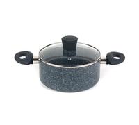 Russell Hobbs RH00848EU Nightfall Stone, piatto da 20" antiaderente, alluminio pressato, piatto antiaderente con coperchio, a induzione, per salse, verdure bollenti, pasta, Marmo blu