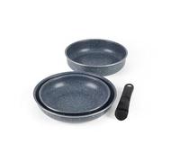 Russell Hobbs Smart Clip Set di 3 Padelle - Padella da 22 e 26 cm, Sauté da 24 cm, Manico Rimovibile Anticalore, Pentole in Alluminio Pressofuso, Adatto all'Induzione, Blu