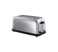Russell Hobbs Tostapane, 2 Fessure Lunghe per 4 Fette, Acciaio Inox | Scomparti per Toast Extra Larghi, 6 Livelli di Doratura, Funzione di Scongelamento, Vassoio Raccogli-Briciole Rimovibile