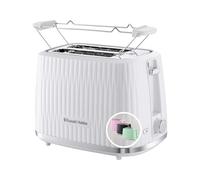 Russell Hobbs 27370-56 Tostapane 2 Fette, 6 Gradi di Doratura, con Pinze, Scongela, Riscalda, Cancella Selezione, Vassoio Raccogli Briciole, Riscalda Panini Incluso, Esterno Testurizzato, Eden Bianco