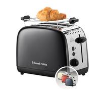 Russell Hobbs Tostapane - 2 Fette - Acciaio Inox Nero; Scomparti per toast extra larghi; 6 livelli di doratura; Scongelamento; Funzione solleva e guarda, 1600 W, ColorPlus 26550-56