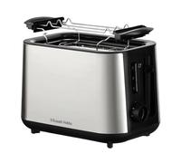 Russell Hobbs 27390-56 Tostapane, Design 2 Fette, Fessure Extra Larghe, 6 Dorature, Lift And Look, Scongela, Riscalda, Cancella Opzioni, Vassoio Briciole Rimovibile, Scaldapanini, Inox, Heaton