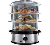 Russell Hobbs Vaporiera Elettrica Cottura a Vapore 3 cestini potenza 800 Watt Colore Nero / Acciaio inossidabile Spegnimento Automatico - 19270-56 Cook@Home