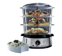 Russell Hobbs Vaporiera Elettrica Cottura a Vapore 3 cestini potenza 800 Watt Colore Nero / Acciaio inossidabile Spegnimento Automatico - 19270-56 Cook@Home