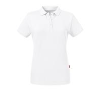 RUSSELL Polo LADIES' PURE ORGANIC da Donna a Manica Corta in Cotone WHITE