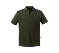RUSSELL Polo MEN'S PURE ORGANIC da Uomo a Manica Corta in Cotone DARK OLIVE