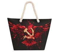 Russia Hammer Flags Hook Ussr Sickle Tote Bags per donne uomini borsa da spiaggia a tracolla borsa per la spesa con manico in Hemprope
