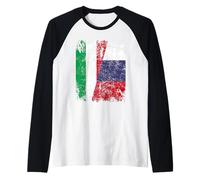 Russia Italia Bandiera Amicizia | Italiana Russo Maglia con Maniche Raglan