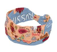 Russia Map World, fascia elastica per capelli da donna, larga, antiscivolo, fascia per il sudore, fascia per il sudore, fascia per la testa per yoga, allenamento, palestra, corsa, fitness, sport