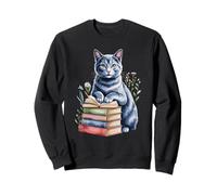 Russian Blue Cat Bookworm Flowers Book Reading Books Felpa