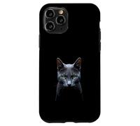 Russian Blue Cat Realistico Face Art Nero Custodia per iPhone 11 Pro