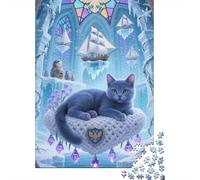 Russian Blue Jigsaw for Adults 1000Pc Brainteasing Games Gifts for Men High- Difficulty 1000pcs (75x50cm)