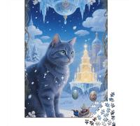 Russian Blue Jigsaw for Adults 1000Pc Brainteasing Home Decoration Gifts for Men Challenging Game 1000pcs (75x50cm)