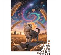 Russian Blue Jigsaw Puzzle 1000 Pezzi Per Adulti,Fantasy Starry Sky Gioco Diabilità Impossibile Puzzle in Legno Gioco Intellettivo Familiare Regali Di Festa 1000pcs (75x50cm)