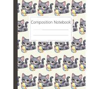 Russian Blue Kitten Composition Notebook for Students and Kids with Cute Cat Art: A Lovely Aesthetic Journal for Schoolwork and Daily Writing with Sweet Feline Patterns