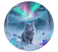 Russian Blue Puzzle Rotondo Puzzle Per Famiglia Jigsaw Puzzle Adulti Pet Cat 1000 Puzzle Ecofriendly Difficile E Impossibile Per Adulti 14+ Puzzle Creativo1000pcs (67.5x67.5cm)