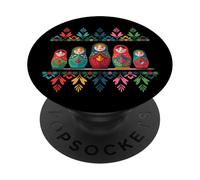 Russian Matryoshka Babushka Flowers Nesting Dolls PopSockets PopGrip Adesivo