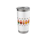 Russian Matryoshka Babushka Flowers T-shirt Nesting Dolls Bicchiere termico in acciaio inox doppia parete