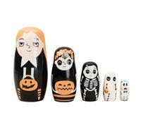 Russian Nesting Dolls For Kids - 5 Pieces Halloween Print Stacking Toy | Wood Fun Stacking Dolls For Birthday Party Home Shelf Shop Window Store Display Bookshelf Bedside