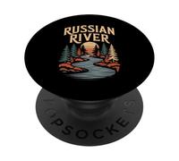 Russian River - Maglietta retrò minimalista con fiume russo PopSockets PopGrip Adesivo