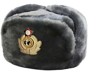 RUSSIAN STORE Colbacco Grigio Maculato in Pelliccia in Dotazione alla Marina Russa Originale Soviet Ushanka. Taglie Varie - Idea Regalo.Taglia L (EU)