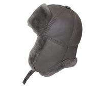 RUSSIAN STORE Cucuba Cappello di Pelle di Montone Shearling Invernale Ushanka Uomo Cappello Pilota Aviatore Sovietico da Neve con Paraorecchie (M)