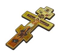 Russisch Orthodoxes Holzkruzifix - 20cm Handgeschnitztes Dreibalken Kreuz Aus Naturholz, Religiöse Wanddekoration | Traditionelles Holz Kreuz Für Kirche Zuhause Gebetszimmer Wohnzimmer Kapelle Altar