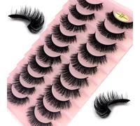 Russo 10 paia riutilizzabili look 7D finto visone soffice volume falso fatto a mano spessore morbido lungo drammatico per ()
