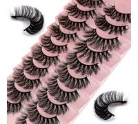 Russo 10 paia riutilizzabili look 7D finto visone soffice volume falso fatto a mano spessore morbido lungo drammatico per ()