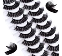 Russo 10 paia riutilizzabili look 7D finto visone soffice volume falso fatto a mano spessore morbido lungo drammatico per ()