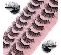Russo 10 paia riutilizzabili look 7D finto visone soffice volume falso fatto a mano spessore morbido lungo drammatico per ()