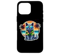Russo Blue Cat Proprietario Estate Vibes Vacanza Vacanza Mamma Papà Custodia per iPhone 16 Pro Max