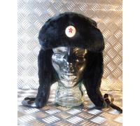 Russo/Soviet / USSR Nero Cossack Cappello Con Orecchio Flaps. All Taglie - Nuova