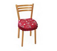 Russo Tessuti 6 Cuscini Sedie Cucina Coprisedia Imbottiti Rotondi Elastico Shabby Cuore Allungato -Bordeaux