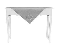 Russo Tessuti Centro Centrotavola Copritavolo Cuore Stampato Ricamato Bonheur Shabby-Grigio