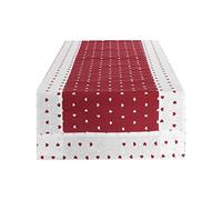 Russo Tessuti Centrotavola Centro Runner Striscia Shabby Cuori Fancy 45x130 cm-Rosso