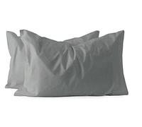 Russo Tessuti Coppia Federe Guanciali Cuscini Maestri Cotonieri 100% Puro Cotone Color-Grigio