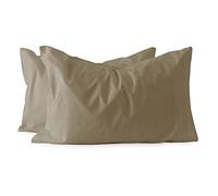 Russo Tessuti Coppia Federe Guanciali Cuscini Maestri Cotonieri 100% Puro Cotone Color-Tortora