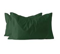 Russo Tessuti Coppia Federe Guanciali Cuscini Maestri Cotonieri 100% Puro Cotone Color-Verde Scuro