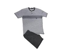 Russo Tessuti Pigiama Uomo Estivo Maglia Manica Corta Pantaloncino Estivo Cotone Calibrato-Grigio-60