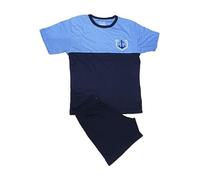 Russo Tessuti Pigiama Uomo Mezza Manica Cotone Pantalone Corto Estivo MB104 Ancora-Blu Chiaro-XXL
