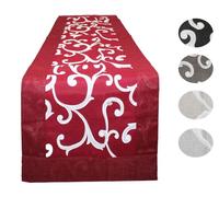 Russo Tessuti Runner Striscia Copritavolo Centro Fantasia Ghirigori Vari Colori 43x133 cm Bordeaux